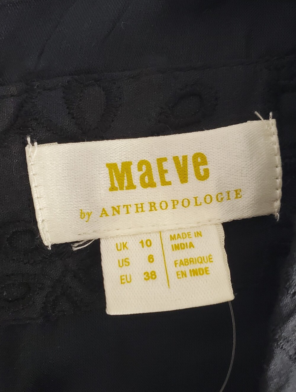 Maeve by Anthropologie Eyelet Wrap Midi Dress Size 6 NWT Black New - Picture 12 of 15